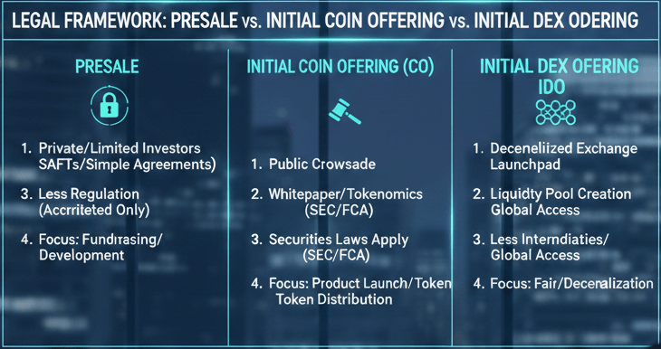 Legal Framework of Presale vs ICO vs IDO: A Founder’s Guide to Safer Token Fundraising Models